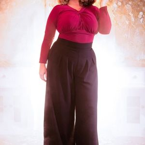 LAURA BYRNES Doris Wide Legged Pant in Black 2XL